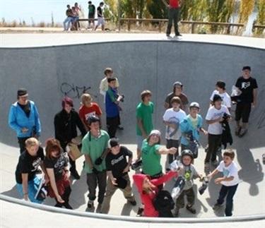 Youth pictured at Skate Park