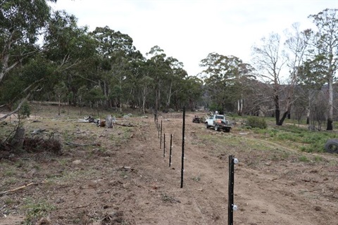 New fences being installed after a bushfire