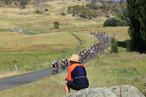 View of L'Etape race from a rock 