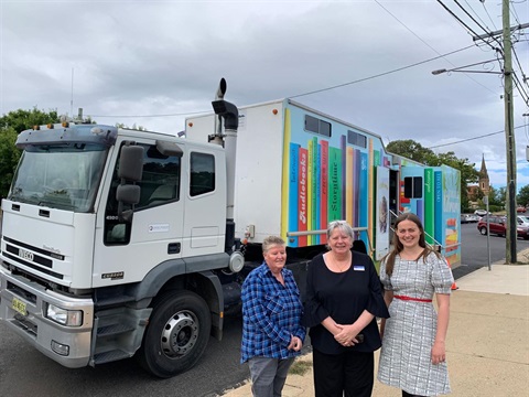 Mobile Library driver Sue Hite, Library Coordinator Cheryl Smith and Library Events Programmer Nicola Taylor.jpeg