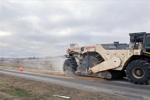 Heavy machinery working on upgrades to Polo Flat Road in June 2024
