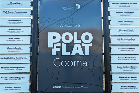 A cropped image of the Polo Flat precinct sign
